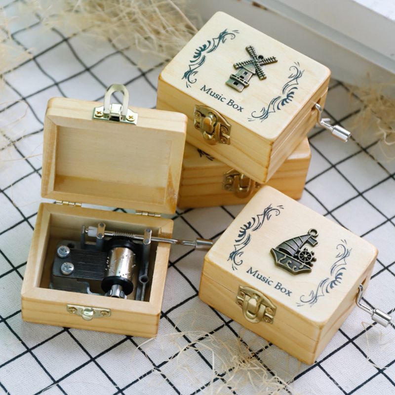 Wooden Music Box Multiple Music Random Engraved Musical Case Toys Kids 634F