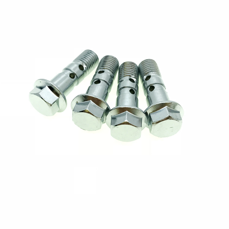 Tornillo de drenaje de aceite para motocicleta, pinza de freno, tornillo doble Banjo, pinza Master, M10x1.25, cromo