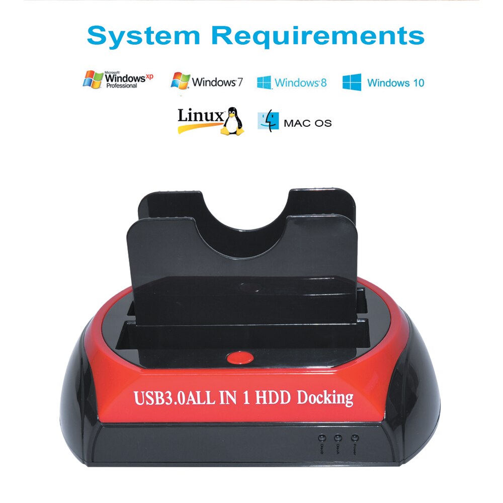 HDD Docking Station USB 3.0/Type C Dual Internal Hard Disk Drive Docking Station HDD Enclosure for 2.5 Inch 3.5 Inch IDE/SATA