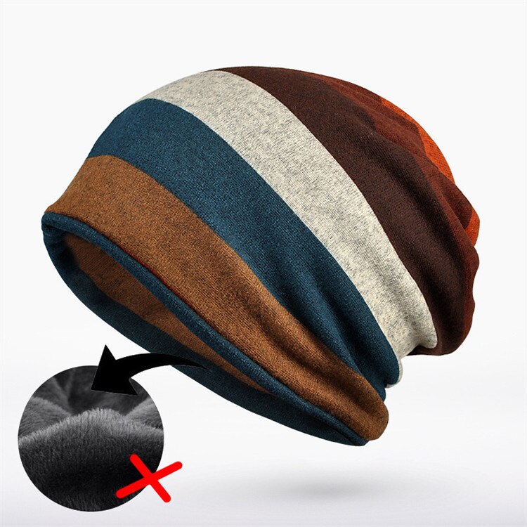 Herfst winter muts voor mannen vrouwen slouchy hoed helm voering katoen sport fietsmuts ademend chemo pet warm thermisch: Oranje geen fleece