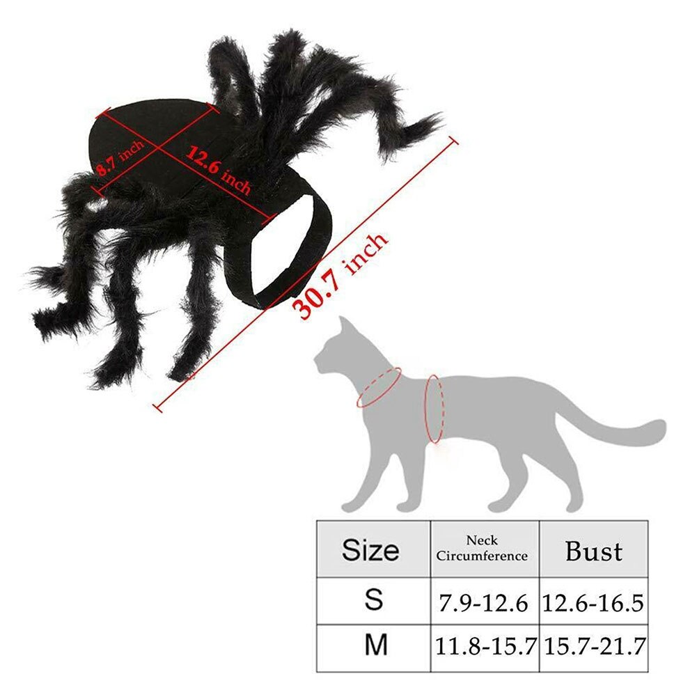 Pet Spider Costume Furry Spider Cosplay Dress up Costume Halloween Apparel for Dogs Puppy Cats