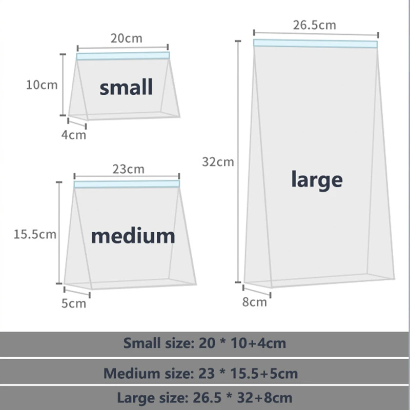 Genanvendelige opbevaringsposer til opbevaring af fødevarer, forseglet pose til køkkenkøleskab, poser med lynlås, gennemsigtige opbevaringsposer