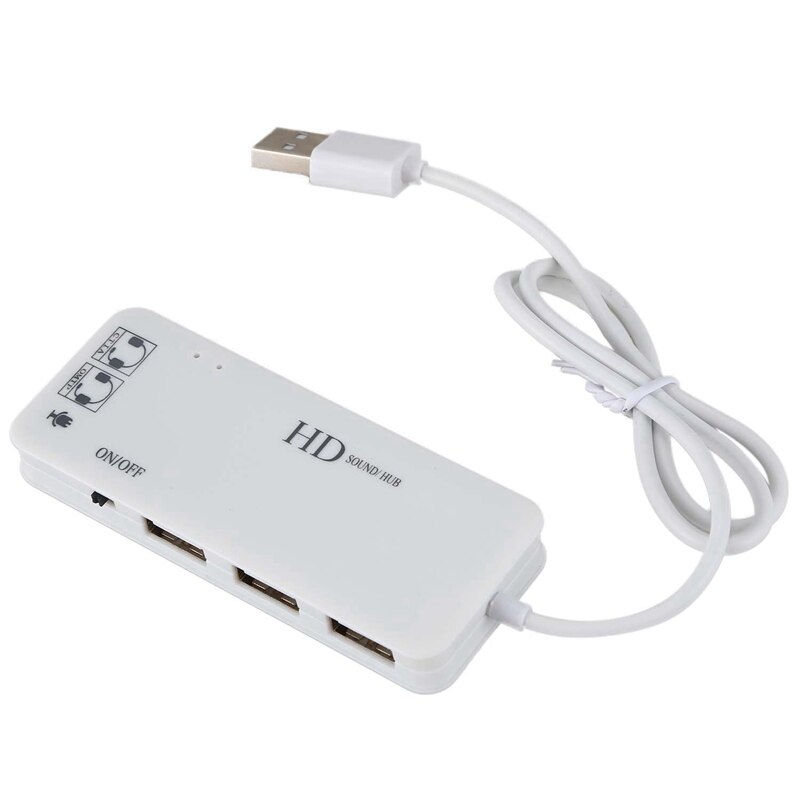 3 Port Usb 2.0 Hub Externe 7.1Ch Geluidskaart Headset Microfoon Adapter Voor Pc