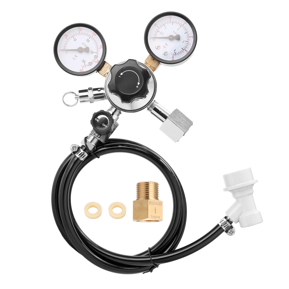 Stainless Steel Beer CO2 Keg Regulator Safety Pressure Relief Valve 0-3000 PSI Tanks Double Pressure Gauge: Type 2