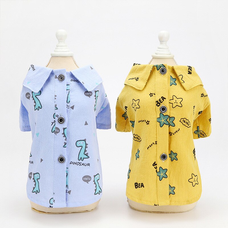 Lente En Zomer Casual Hond Shirt Met Dinosaurus Kleine En Middelgrote Leuke Cartoon Hond Shirts Puppy kleding