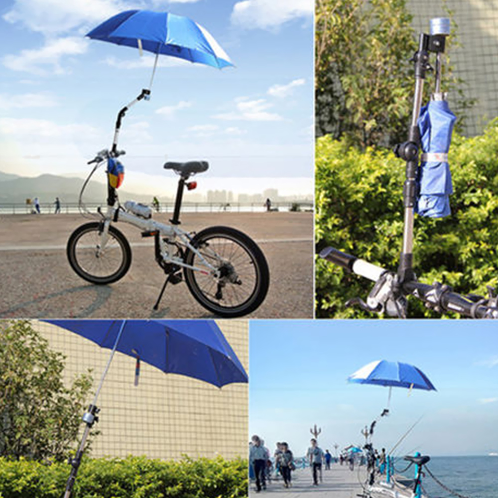 Rustfrit stål paraply står enhver vinkel drejelig kørestol cykel paraply stik klapvogn paraply holder regn rullestole