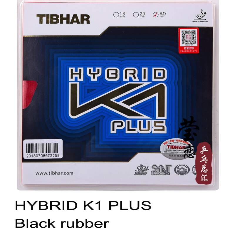 Original Tibhar hybrid K1 plus table tennis rubber sticky high speed and spin fast attack with loop: black