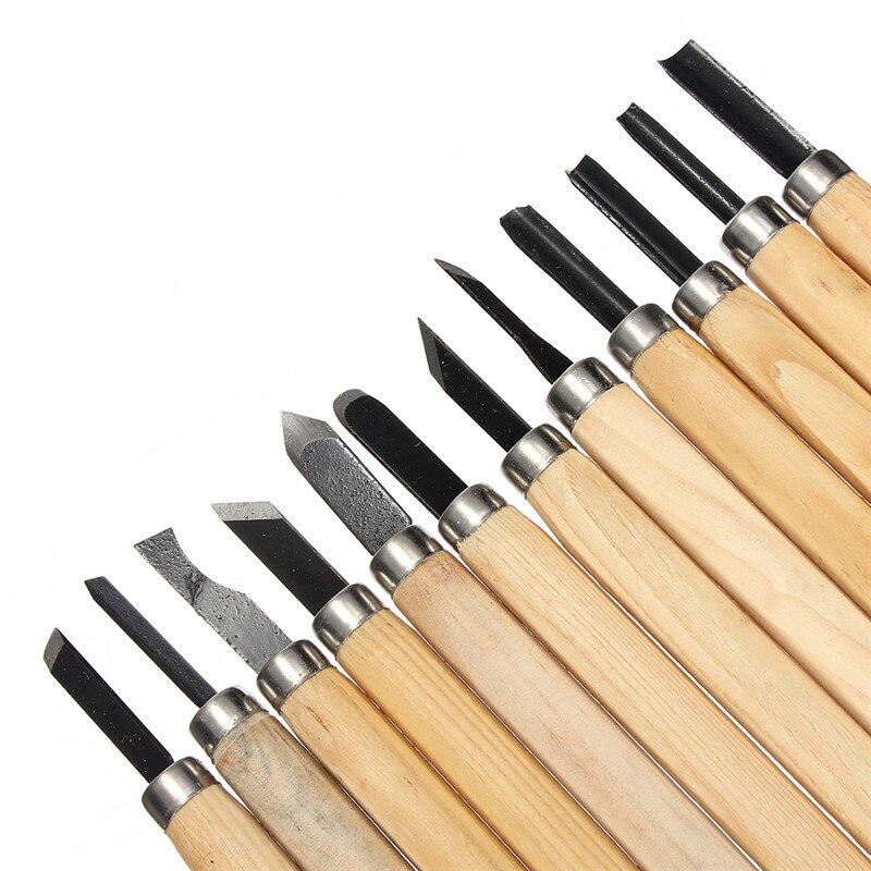 12 stuks/set houtdraaibank handvat timmermans houtsnijbeitels kit doe-het-zelf handgereedschapset houtsnijbeitels