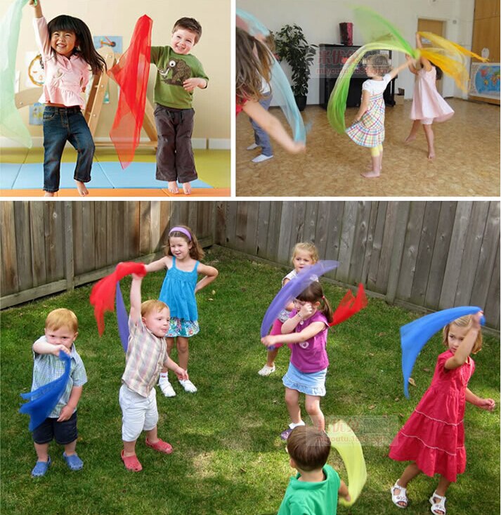 6Pcs 6 colors Gymnastics Scarves For Outdoor Game Toys Dancing And Juggling Towels Candy Colored Gym Towel Dance Gauze YJN