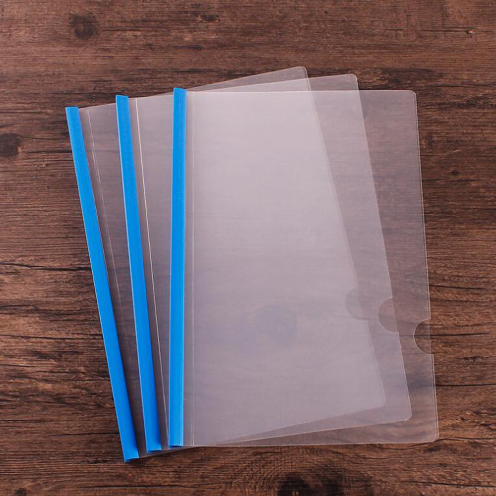 5 PCS Standard Sliding Bar Translucent Project File Report Covers For A4 Paper File Resume School Office Organizer Binder: Blue