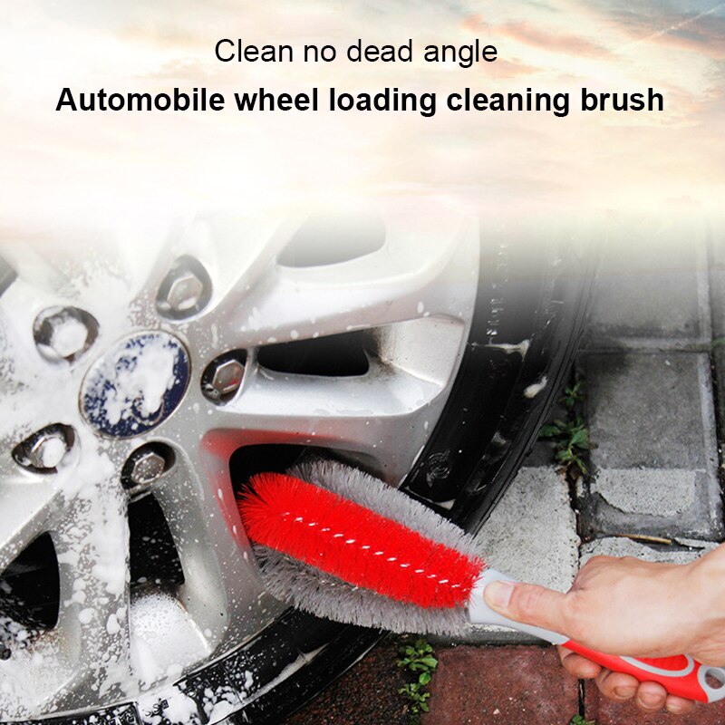 Car Wheel Wash Brush Plastic Handle Vehicle Cleaning Brush Wheel Rims Tire Washing Brush Black Car Repair and Maintenance