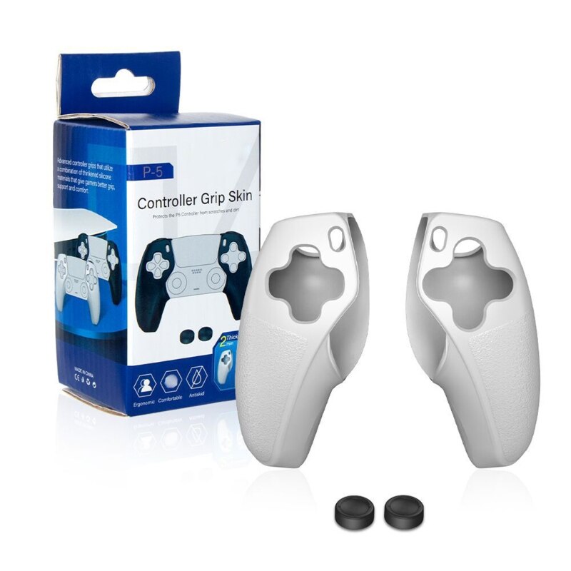 Housse de Protection en Silicone pour poignée sans fil Ps5, couvercle fendu avec capuchon de bouton p5: WHITE