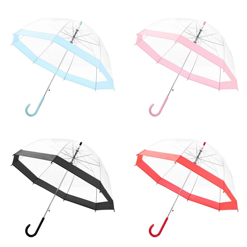 Parapluie de pluie Transparent à longue poignée Ultra léger femmes enfants parapluies féminins
