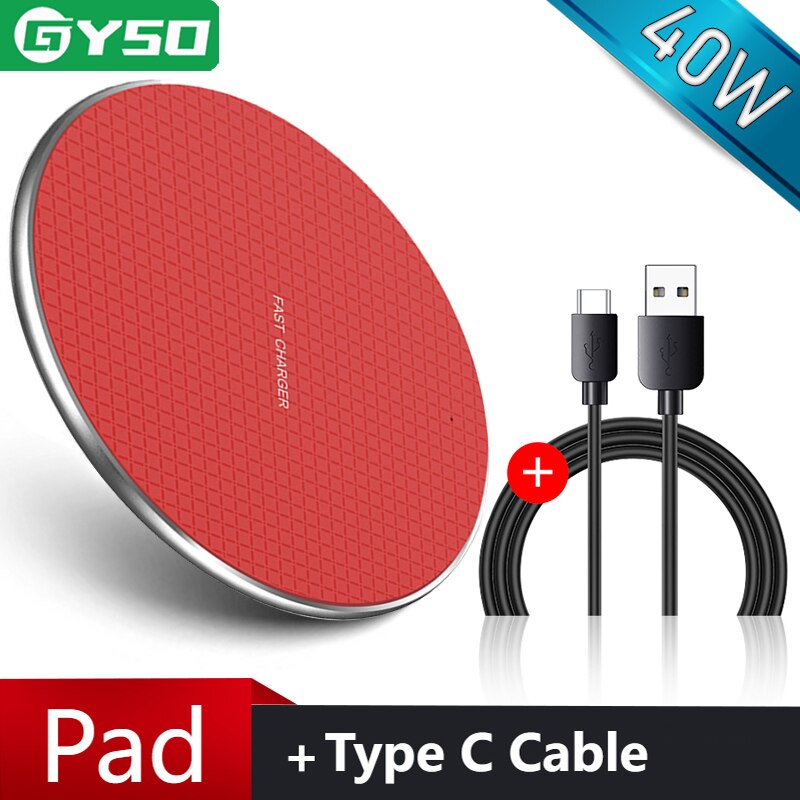 40W Qi Draadloze Oplader Voor Iphone 13 12 11 Pro Xs Max Snelle Wirless Opladen Voor Samsung Xiaomi Huawei telefoon Qi Lader Draadloze: N 10W Red