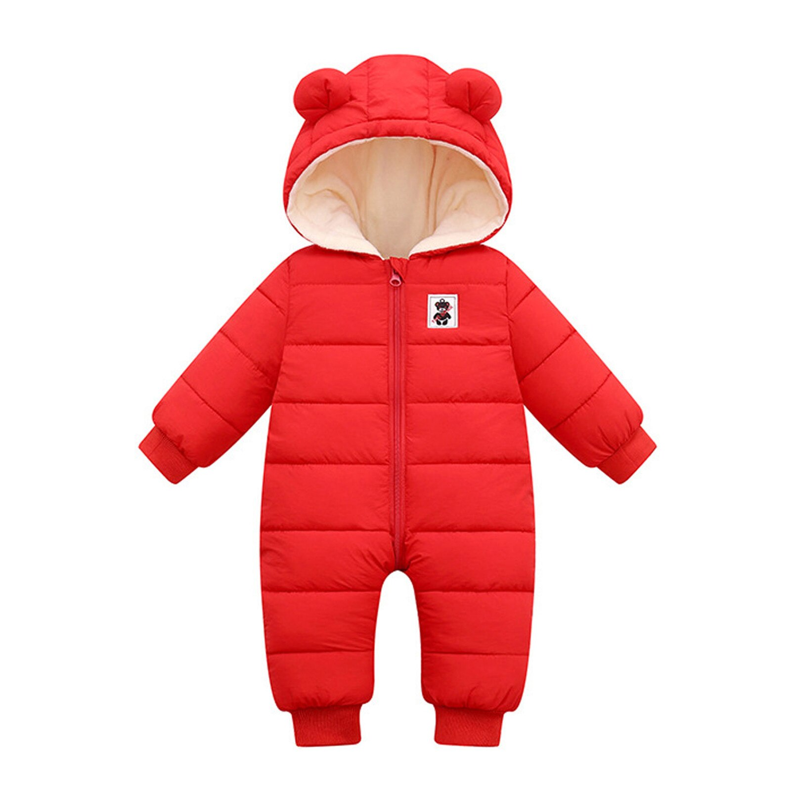 Inverno quente moda recém-nascido infantil do bebê meninos meninas manga longa algodão acolchoado com capuz grosso snowsuit macacão casaco outwear jaqueta # g4: Vermelho / 3M