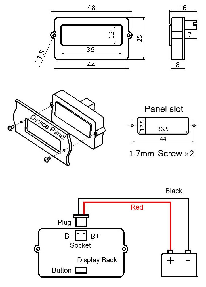 Universal Battery Monitor DC 12v 24v 36v 48v lead acid Lithium lifepo4 li-ion battery indicator Capacity Digital Tester meter
