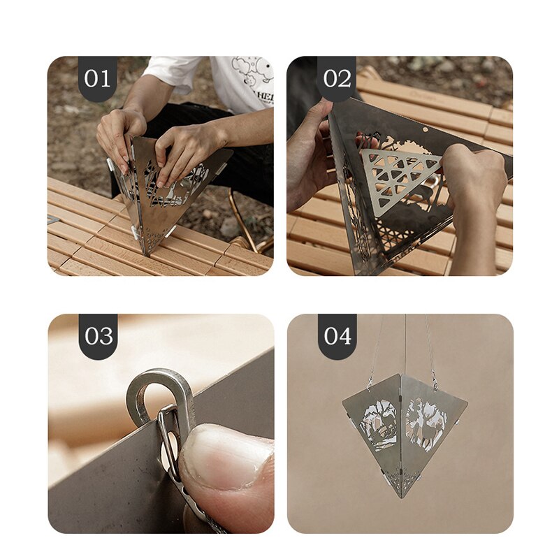 Detachable Bonfire Campfire Pit Camping Hollow Elk Triangular Stoves Stainless Steel Fire Pit Outdoor Barbecue Bonfire B99