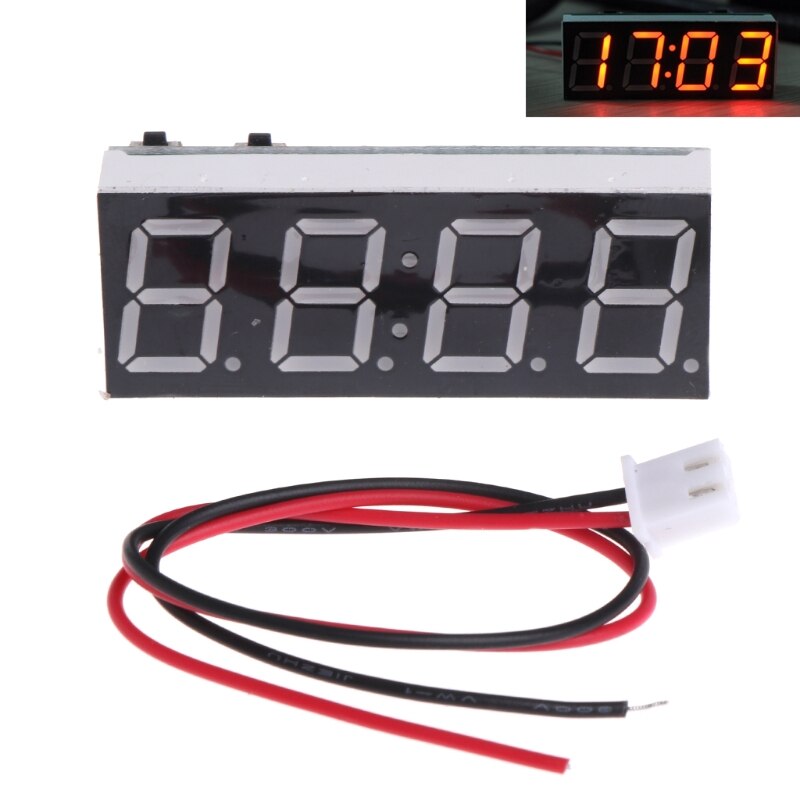 Voltímetro electrónico de 12V, 5-24V, reloj para coche, módulo de Monitor LED automático,: R