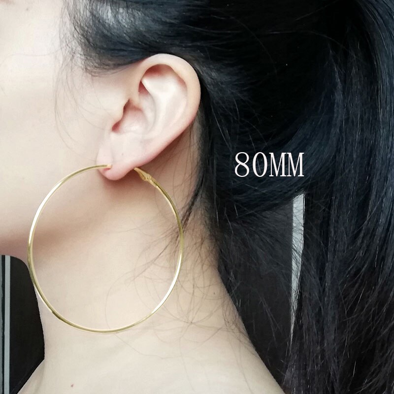 Super Big Hoop Earrings Round Female Lron Thin Hoops Ear Rings Large Circle Creole Huge Gold Earring Women Huggies Personality: gold 80mm