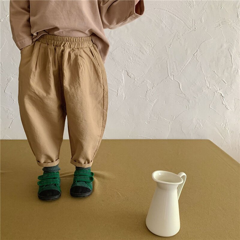Herfst Jongens En Meisjes Gewassen Katoen Losse Casual Broek Kinderen Katoenen Zachte Alle-Match Casual Raap Broek 2-6Y