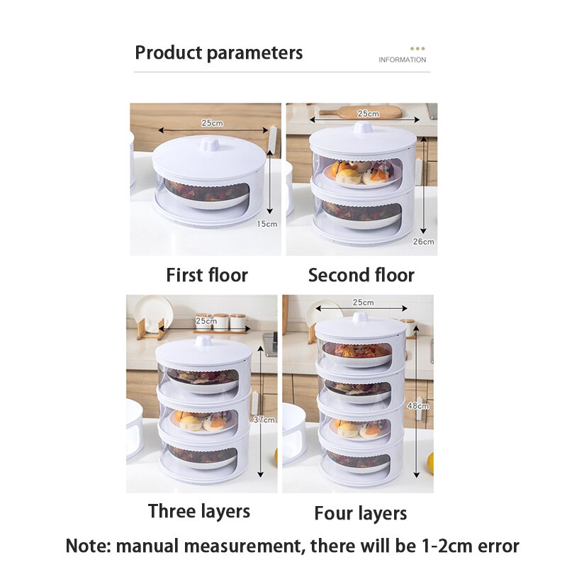 Multi-layer Food Cover Stackable Food Insulation Cover Anti-flies Household Dining Table Leftovers Storage Dust Proof Cover: Five Layers