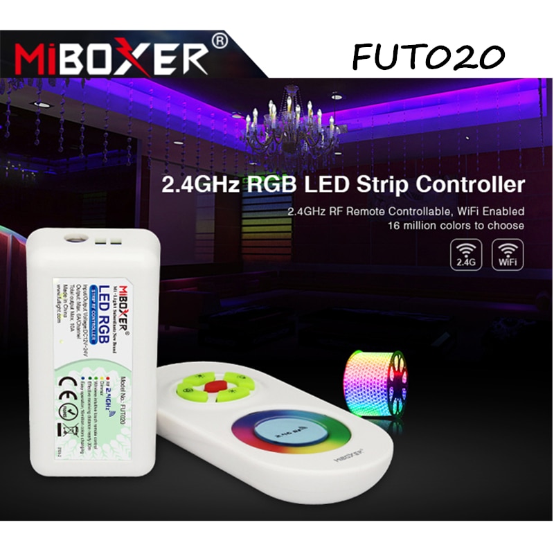 MiBoxer FUT020 2.4GHz RGB LED Strip Controller for 5050 3528 3014 LED Strip Light DC12V/24V 5Keys Touch LED Wireless Controller
