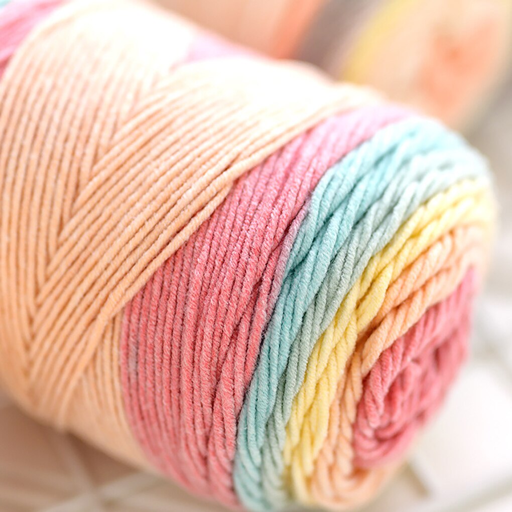 115g Rainbow Cotton Yarn Segment Dyeing 5 Strands of Milk Cotton Yarn DIY Hand knitted Sofa Cushion Pillow Yarn