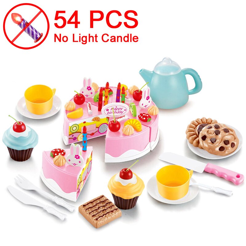 Geburtstag Kuchen Spielzeug DIY 37-83Stck Küche einstellen Lebensmittel Jungen Mädchen vorgeben Spielen Obst Schneiden Für Baby Kind Spielset Pädagogisches Spielzeug: 60Stck Musik