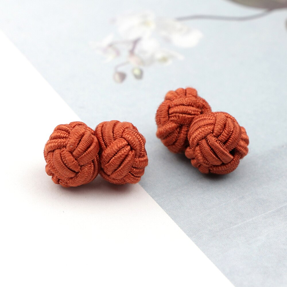 Kleurrijke Dubbele Touw Bal Knoop Manchetknopen Effen Kleuren Gevlochten Handgemaakte Elastische Upscale Mannen Klassieke Manchetknopen Voor Mannen: 11