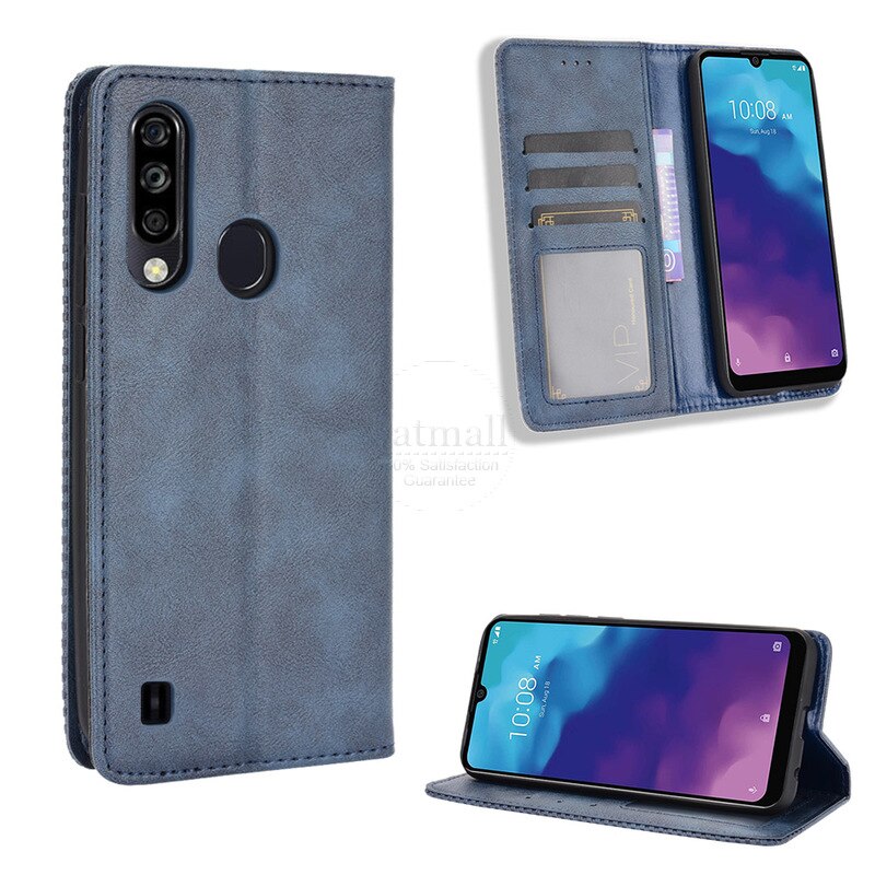 Voor Zte Blade A7 Case Book Wallet Vintage Slim Magnetische Leather Flip Cover Card Stand Soft Cover Luxe Mobiele telefoon Tassen