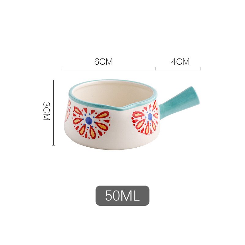 Ceramic Mini Milk Jug With Handle Japanese Sauce Saucer Coffee Sugar Bubble Pot Flower Pattern Kitchen Tableware: G