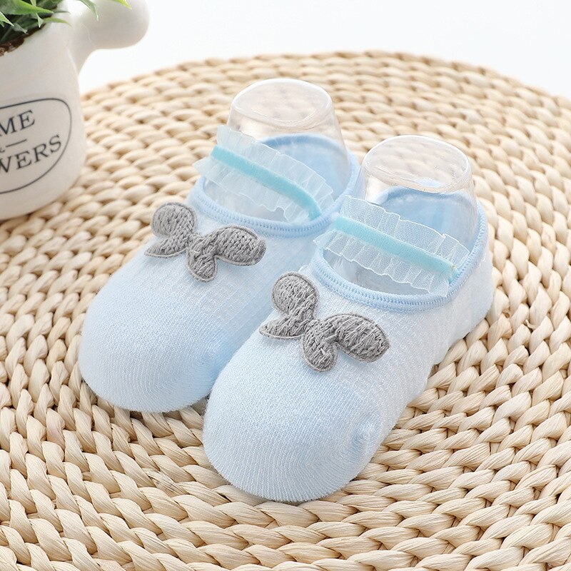 Vinter bomullsstrumpor för nyfödda baby söta tecknade strumpor för flickor tunna mjuk bomull pojke barnstrumpor spädbarn promenadstrumpor: Ljusblå / M (1-2 år)