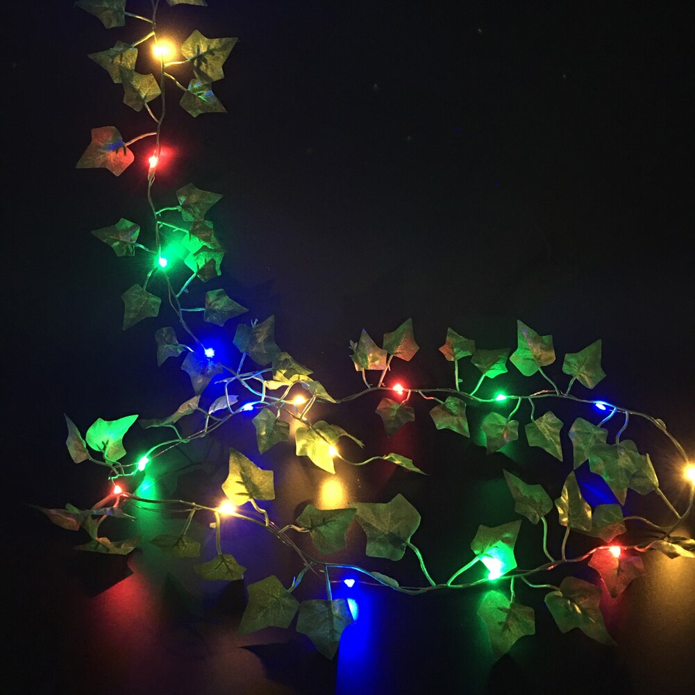 2m/ 20 led kunstige planter streng lys grøn blad efeu vin fe lys streng ahorn blade lampe krans gør-det-selv hængende belysning: Flerfarvet