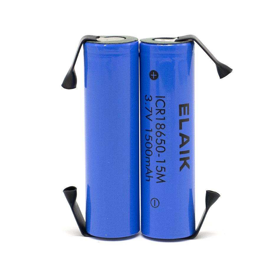 3PCS 18650 3.7V 1500mAh Energy storage rechargeable lithium battery for small flashlight battery Small fan battery 15m-Nickel