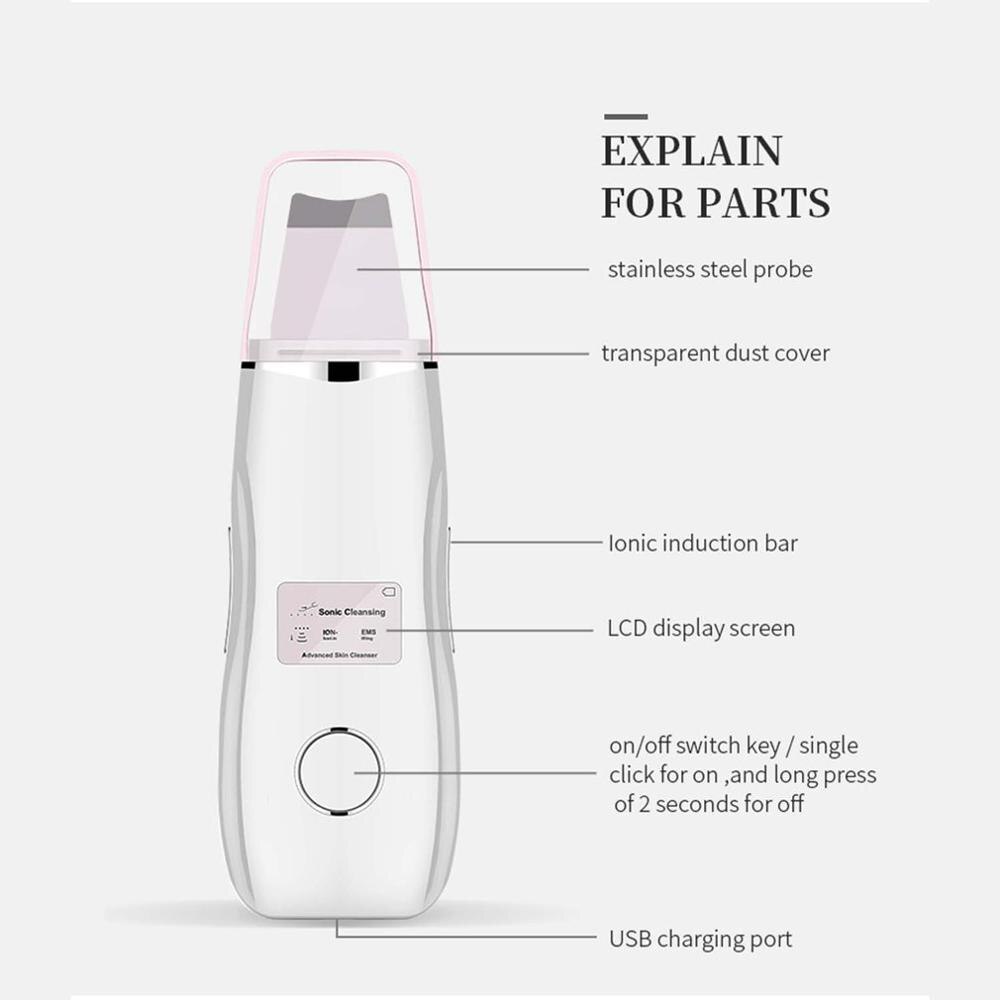 Multifuncional Lcd pala piel máquina poro limpiador instrumento para sacar espinillas ultrasónico hogar Facial instrumento de belleza