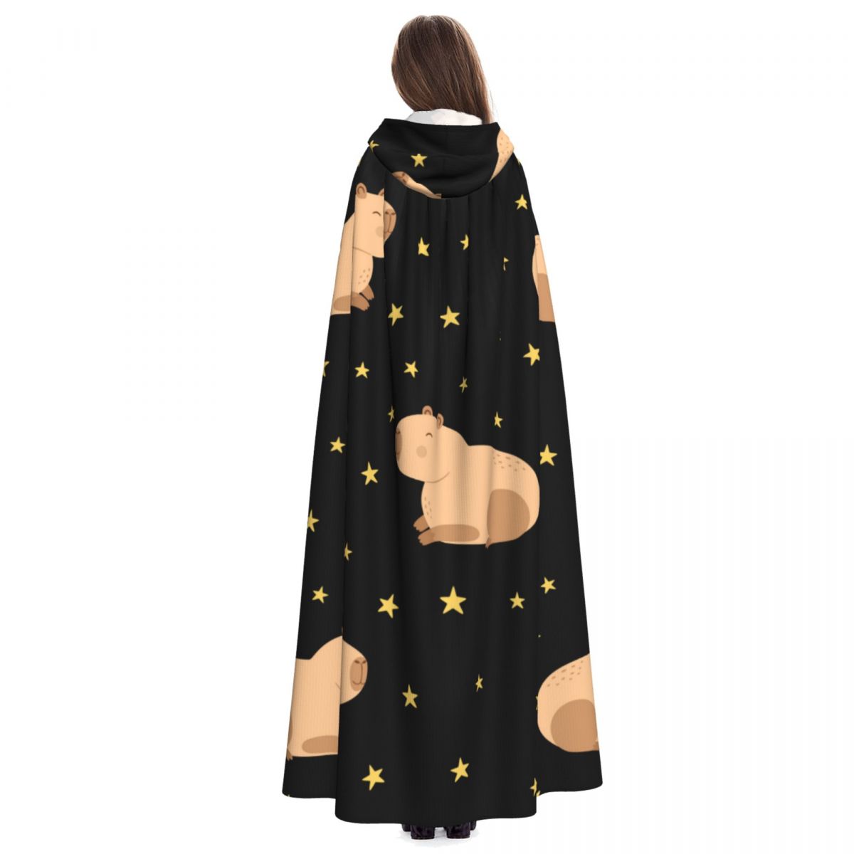 Hooded Cloak Unisex Cloak with Hood Capybaras And Stars Cloak Vampire Witch Cape Cosplay Costume