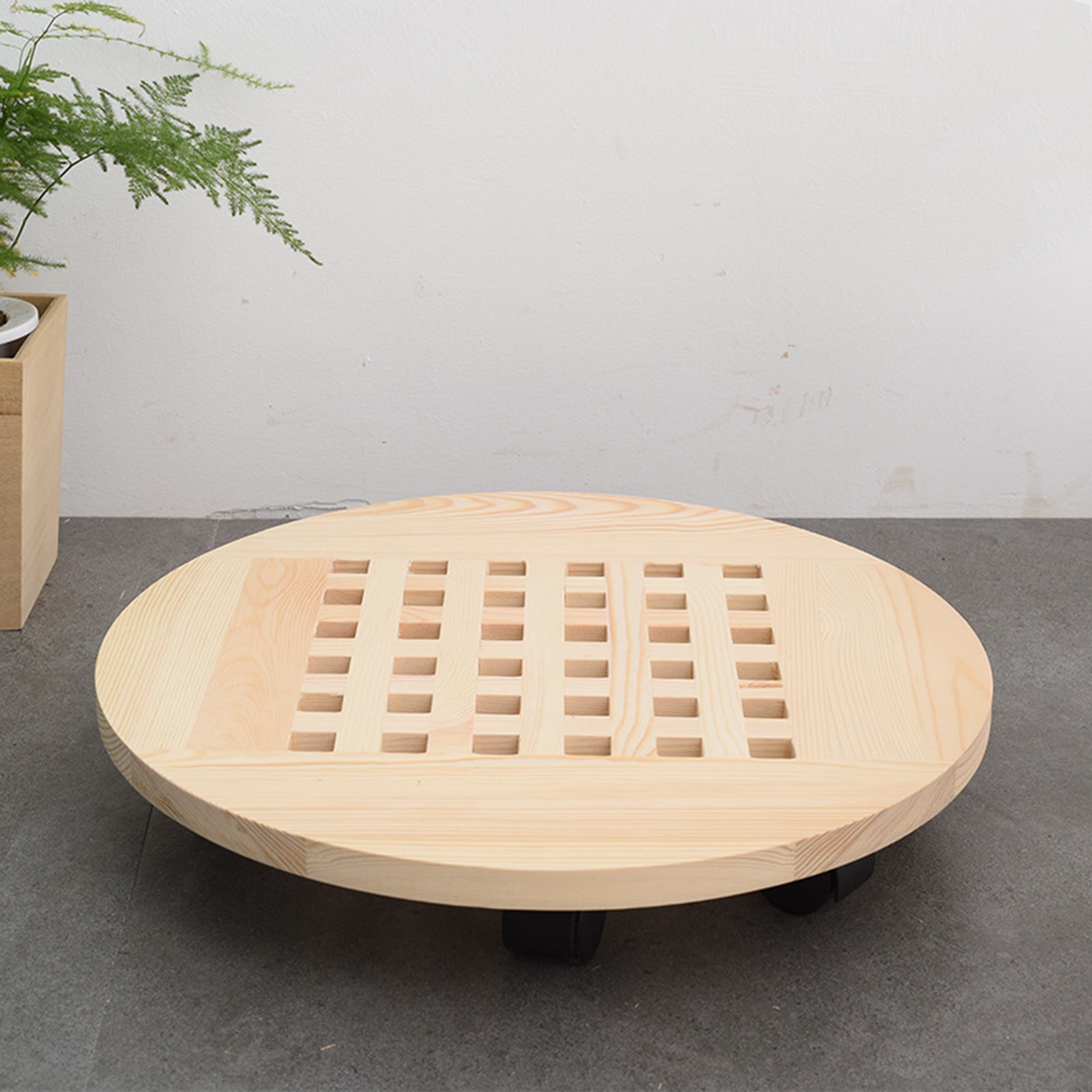 Wood Flower Pot Removable Tray Plant Holder Stand Base with Wheels Planter Flowers Pot Mover Trolley Plate Stand Gard