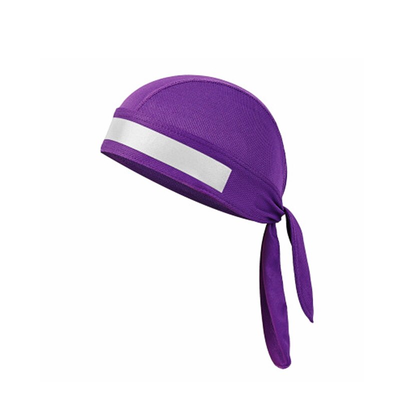 Gorro de Ciclismo de secado rápido para hombre, pañuelo para la cabeza con cinta reflectante, para correr, gorro pañuelo pirata, diadema con capucha: purple