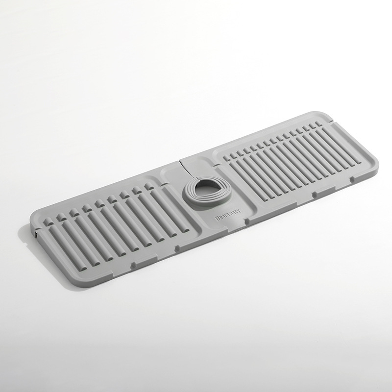 Silicone Draining Mat Fast Drying Sink Tray, Faucet Guard Mat, Sink Splash Guard Home Kitchen Bathroom Countertop Drain Rack: GRAY
