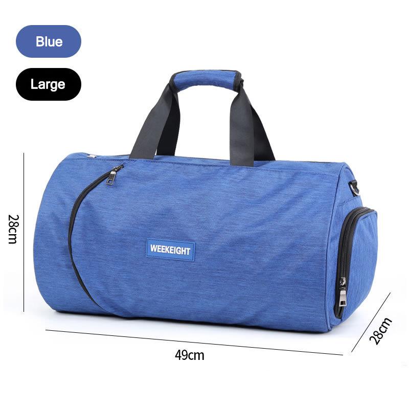 Bolsa de deporte de entrenamiento impermeable de 30L para hombres con bolsillo para zapatos, equipaje de viaje, bolsas de lona, bolso de fitness, bolsa de viaje: Blue-L