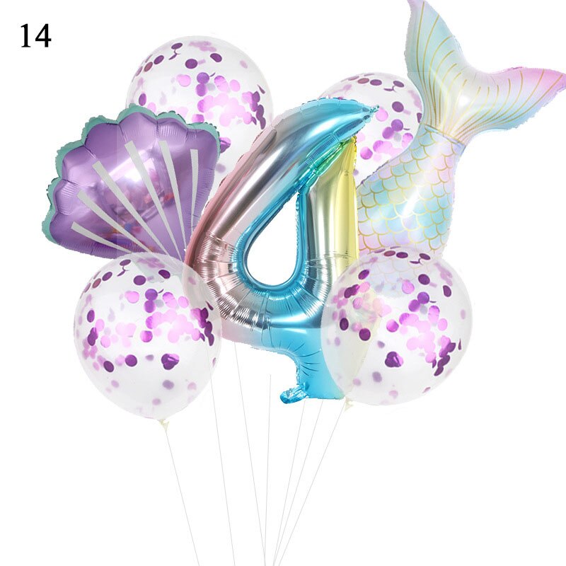 Birthday Party Balloon Decoration Mermaid Birthday Party Decor Number Balloon Decortion For Kids Little Mermaid Party Balloon: 14