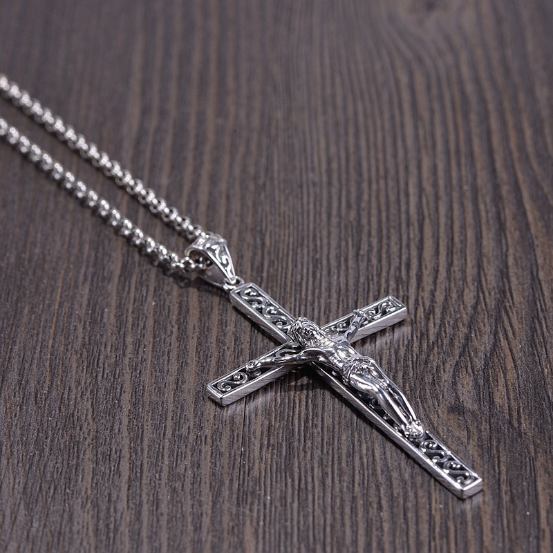 BALMORA 925 Plata de Ley Jesús hueco Cruz colgante para hombres estilo Punk accesorios de joyería cristiana sin cadena