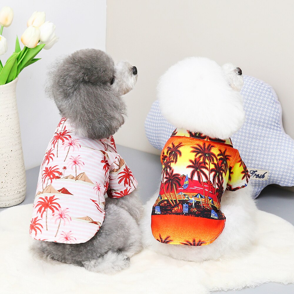 Camisas de gato de Estilo Hawaiano, ropa de playa, chaleco, camiseta Floral para mascotas, perros pequeños y grandes, gatos, Chihuahua, cachorro, suministros para mascotas