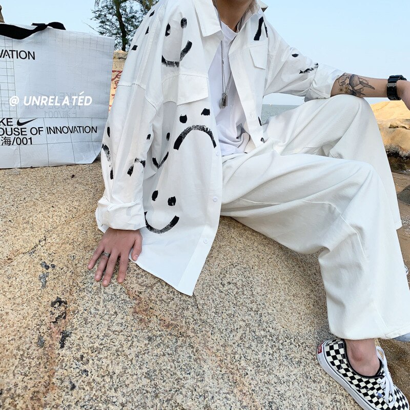 Lente Wijde Broek Mannen Mode Witte Casual Broek Mannen Streetwear Koreaanse Losse Hip-Hop Straight-been Broek Heren Broek