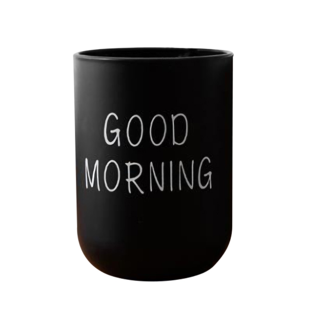 1pc Bathroom Toothbrush Circular Cup Simple Plain Cup Couple Tooth Cup Good Morning Brand And Toothbrush Cup: Black 