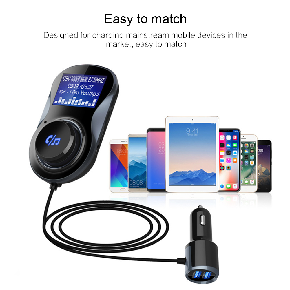 Bluetooth FM Transmitter Audio Car Mp3 Player Wireless In-Car FM Modulator Handsfree Bluetooth Car Kit with LCD Display