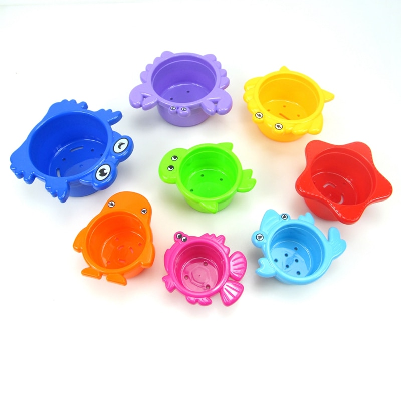 Stacking Cups Bath Toys for Toddlers: the Sea Animal Stacker with Holes for Sprinkling Water and Sifting Sand