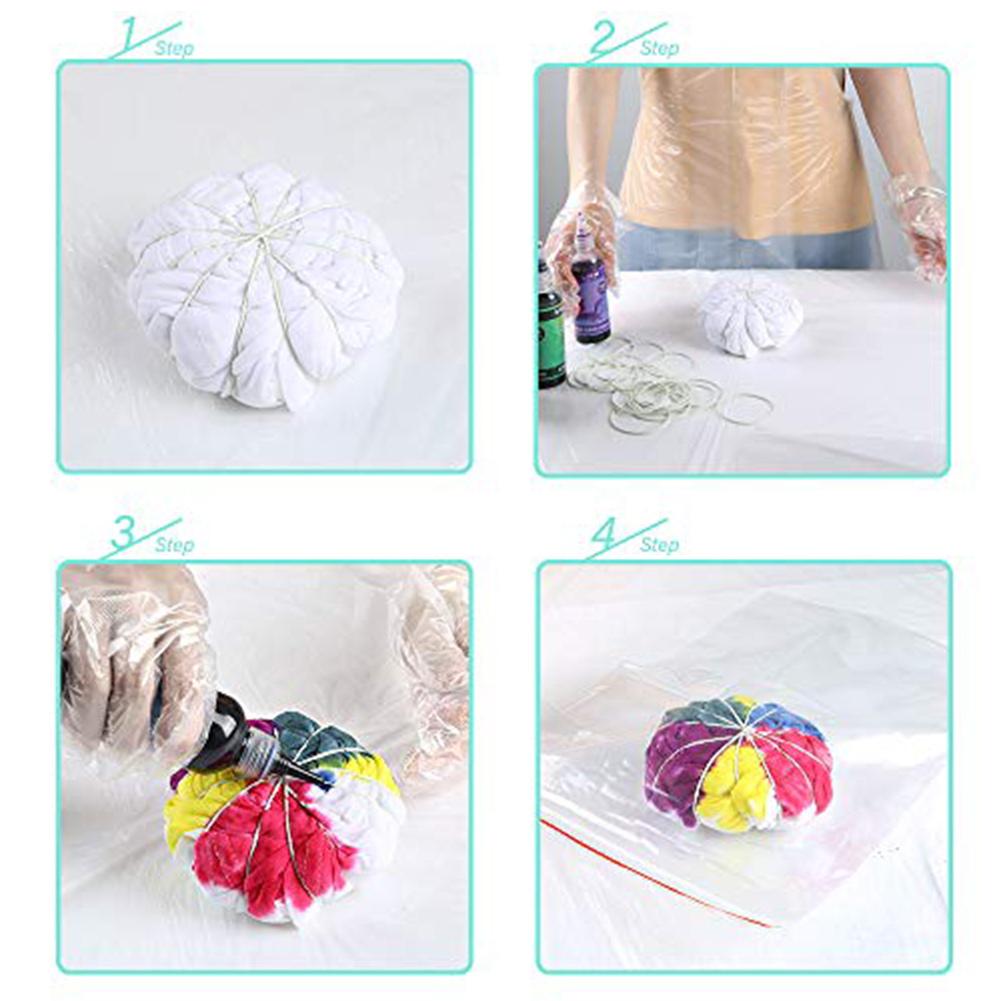 131PCS Tie-dye Kit T-Shirt Fabric Tie-dye Tools Kits With Wood Chips Rubber Bands Gloves Aprons Tools Tie-dye Kit For Kids Adult