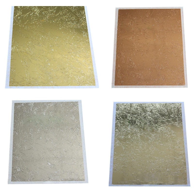 100 Uds 14*14CM hojas Arte de papel de decoración para manualidades dorado papeles de Aluminio Oro de imitación plata cobre
