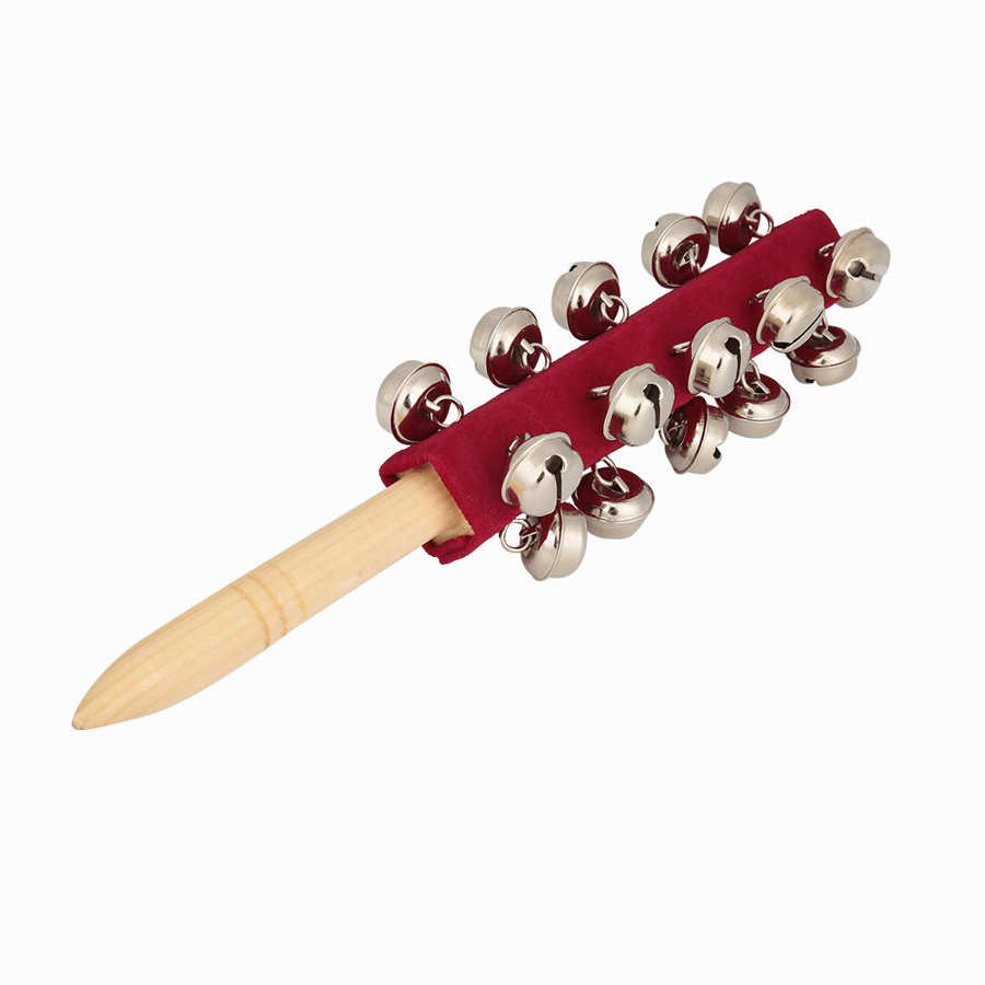 Jingle bells stick træ håndholdt 21 jingle bells bar slæde legetøj percussion instrument